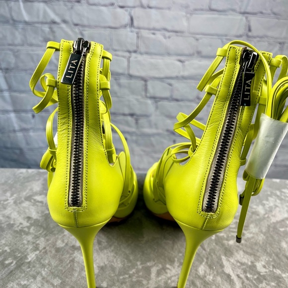 BN Lita By Ciara Strappy Heeled Sandal in Lime Size E40 - Picture 5 of 16
